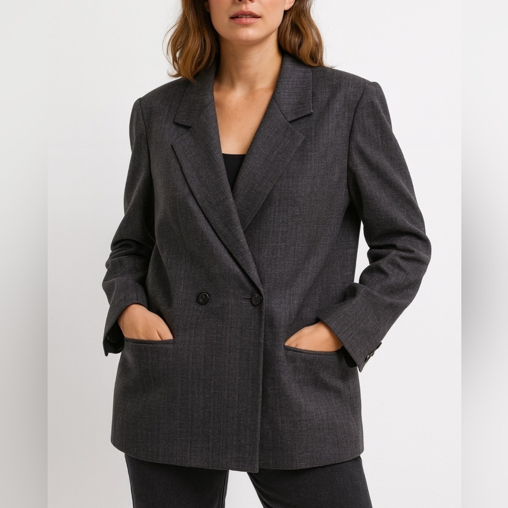 Vintage Saville Tweed Wool Blazer Plaid Sz 10 Gray old money quiet luxury preppy